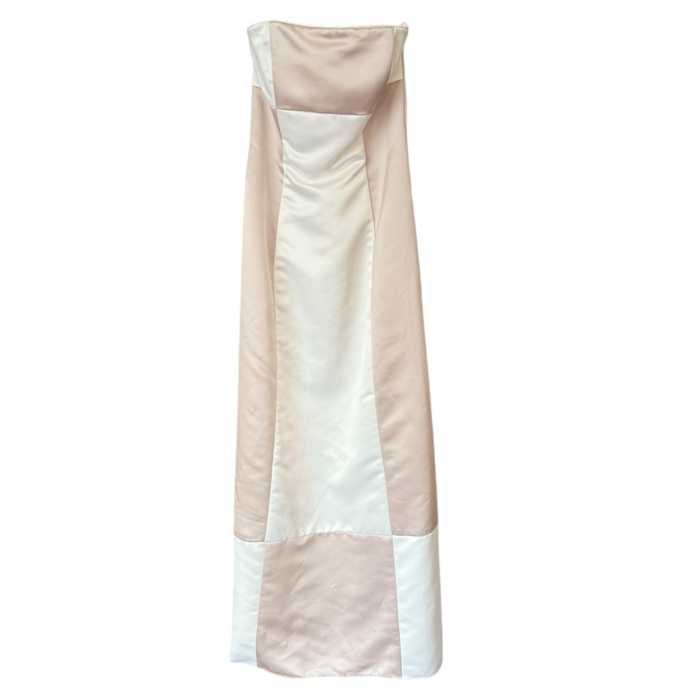 Vintage Jessica McClintock Elegant Two-Tone Cream Beige Strapless Gown (Size 8)